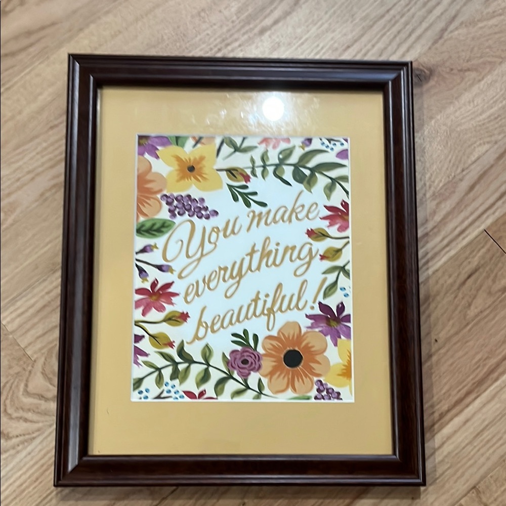 Hobby Lobby Brown and Yellow Picture Frame with Floral Accents